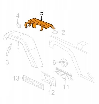 სამაგრი ფრთის მოლდინგის მარცხენა - JEEP WRANGLER 2007-2018 Bracket left