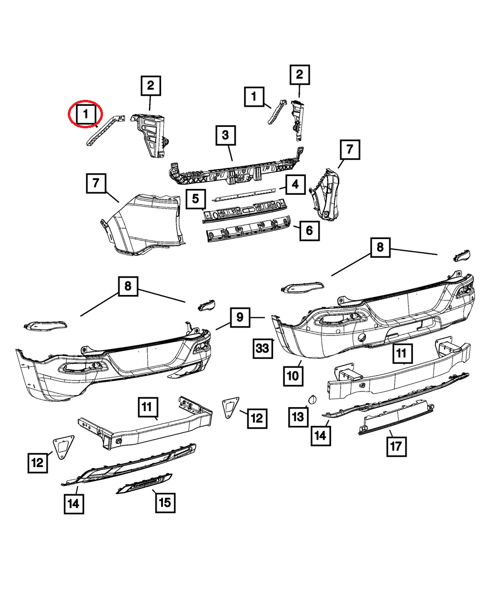 სამაგრი უკანა ბამპერის მარცხენ ა- JEEP CHEROKEE 2014- Кронштейн задний левый