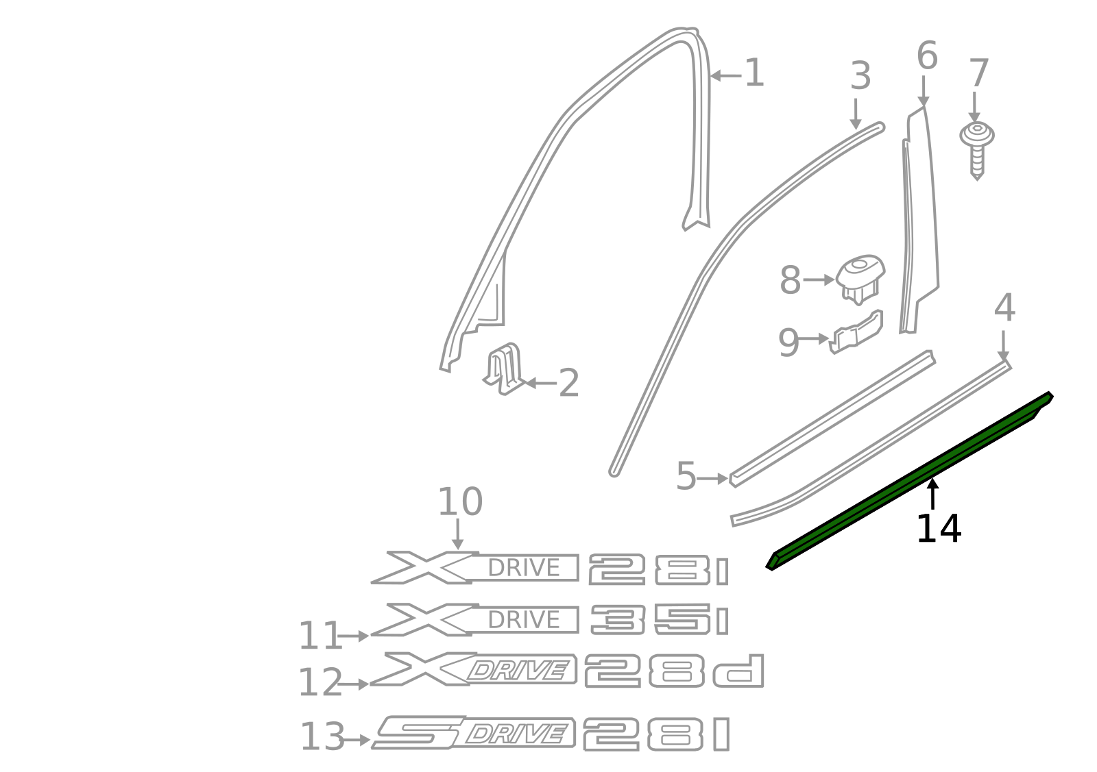 მოლდინგი წინა კარის მარცხენა-BMW X3 F25 2010-2014
