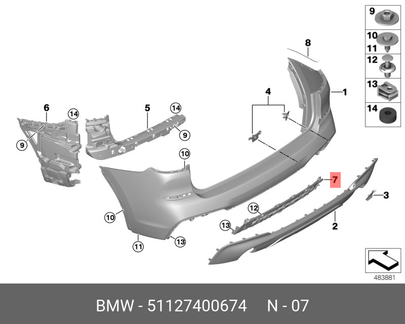 სამაგრი სპოილერის უკანა ბამპერის - BMW X3 G01 2018-