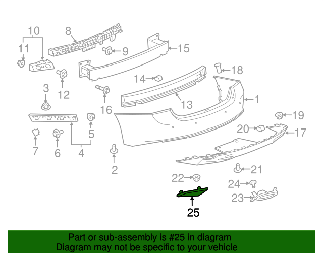 რეფლექტორი მარჯვენა - CHEVROLET MALIBU 2016-2023 Rear bumper reflector right