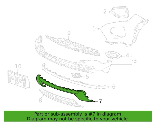 მოლდინგი წინა ბამპერის ვერცხლისფერი - CHEVROLET TRAILBLAZER 2021-23