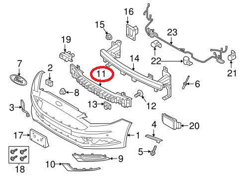 სამაგრი წინა ბამპერის შუა - FORD FUSION 2014- Bracket front