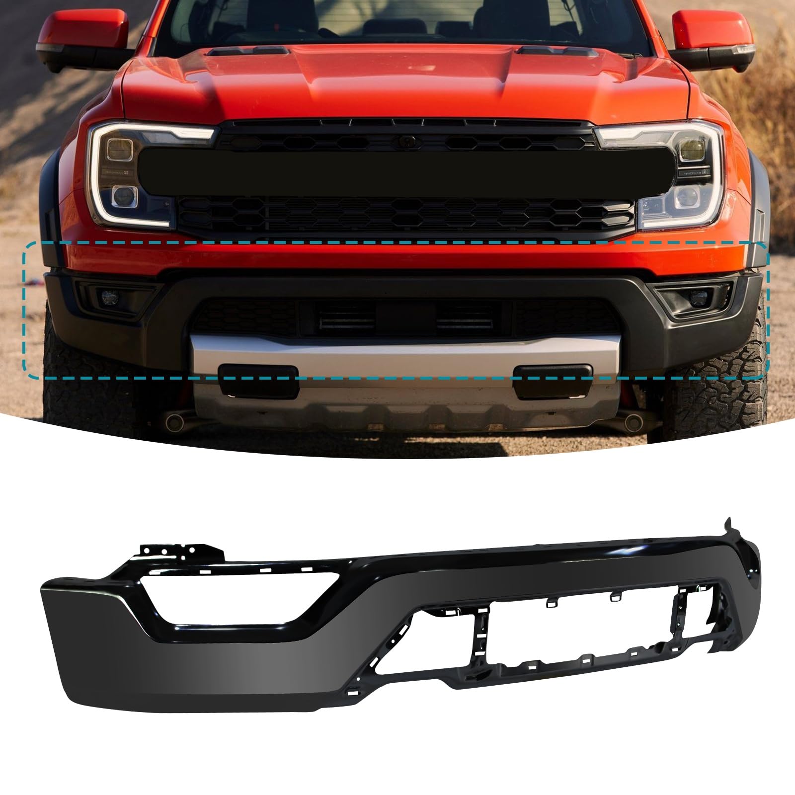 წინა ბამპერი სენსორის ჭრილით რკინის - FORD F150 2021- წინა ბამპერი სენსორის ჭრილით რკინის - FORD F150 2021-
