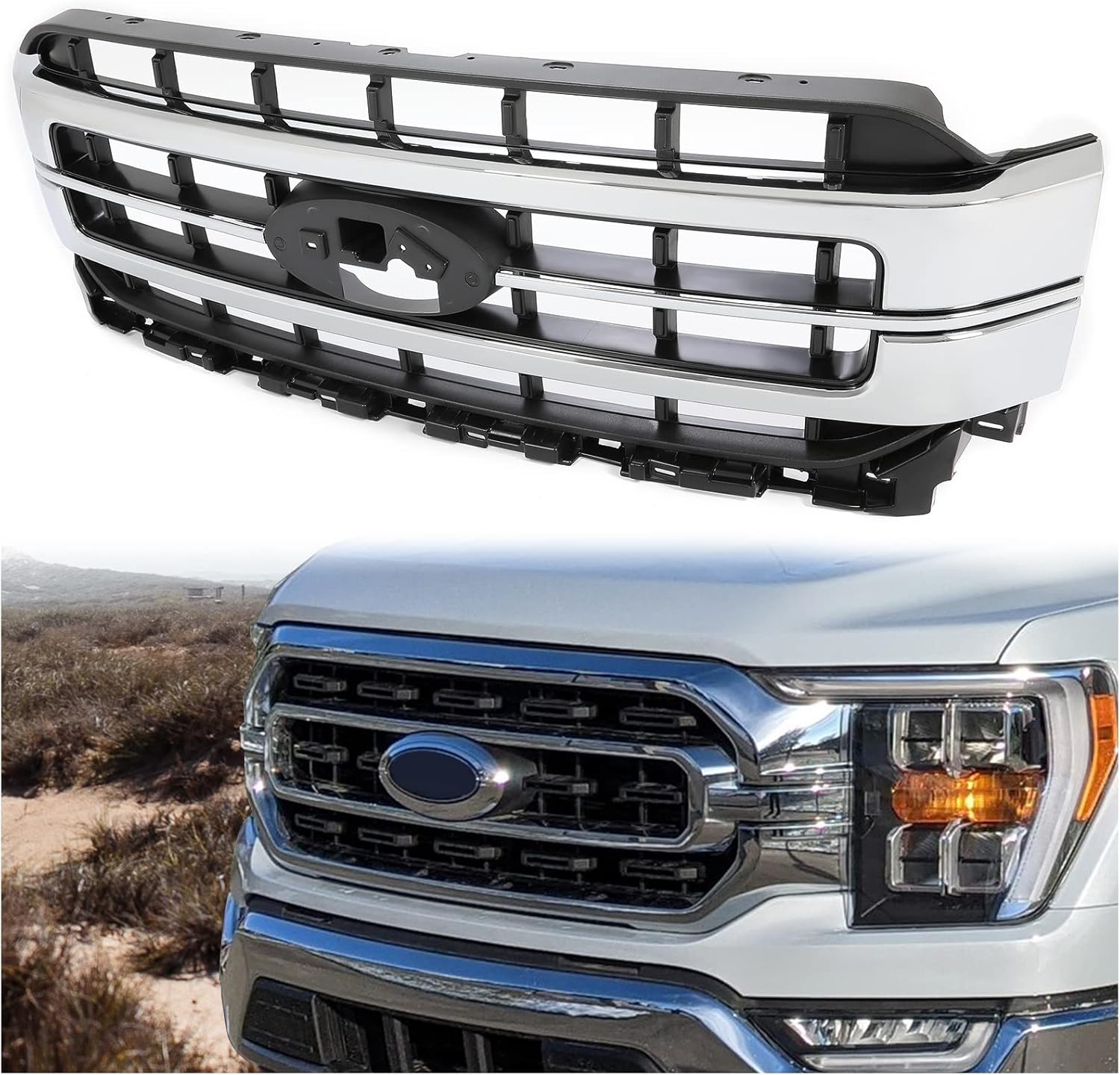 ბადე ქრომის მოლდინგით - FORD F-150 2021- ბადე ქრომის მოლდინგით - FORD F-150 2021-