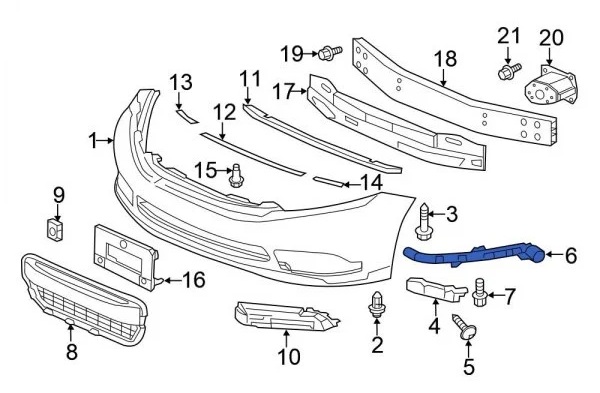 სამაგრი წინა ბამპერის ზედა მარცხენა - HONDA CIVIC SEDAN 2012-2015