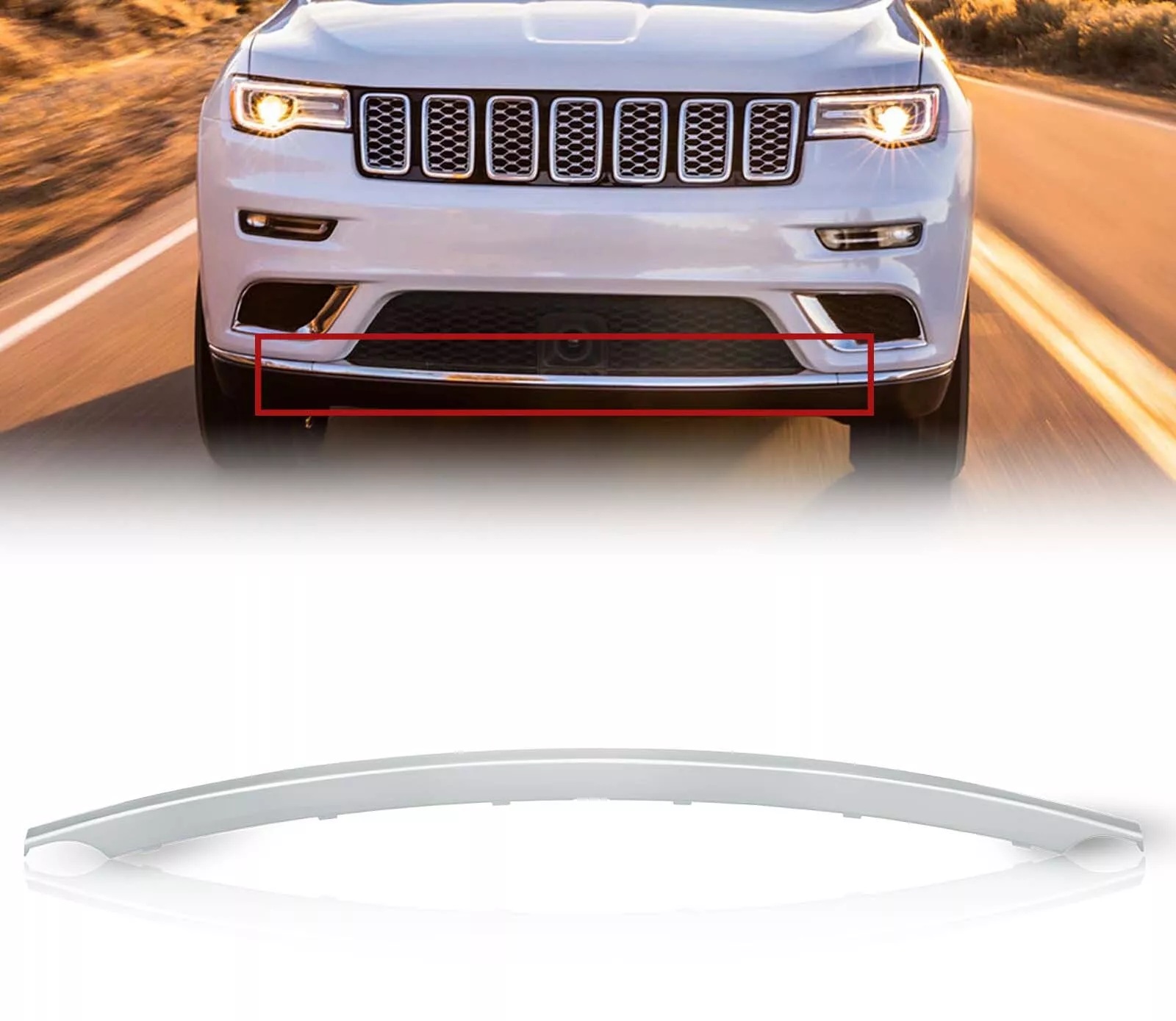 მოლდინგი წინა ბამპერის ქრომი SUMMIT - JEEP GRAND CHEROKEE SUMMIT 2017-22