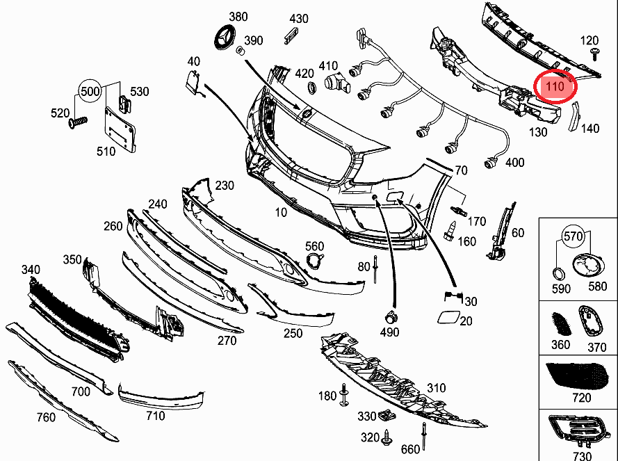 სამაგრი წინა ბამპერის - MERCEDES-BENZ GLA X156 2014-2016 Bracket front